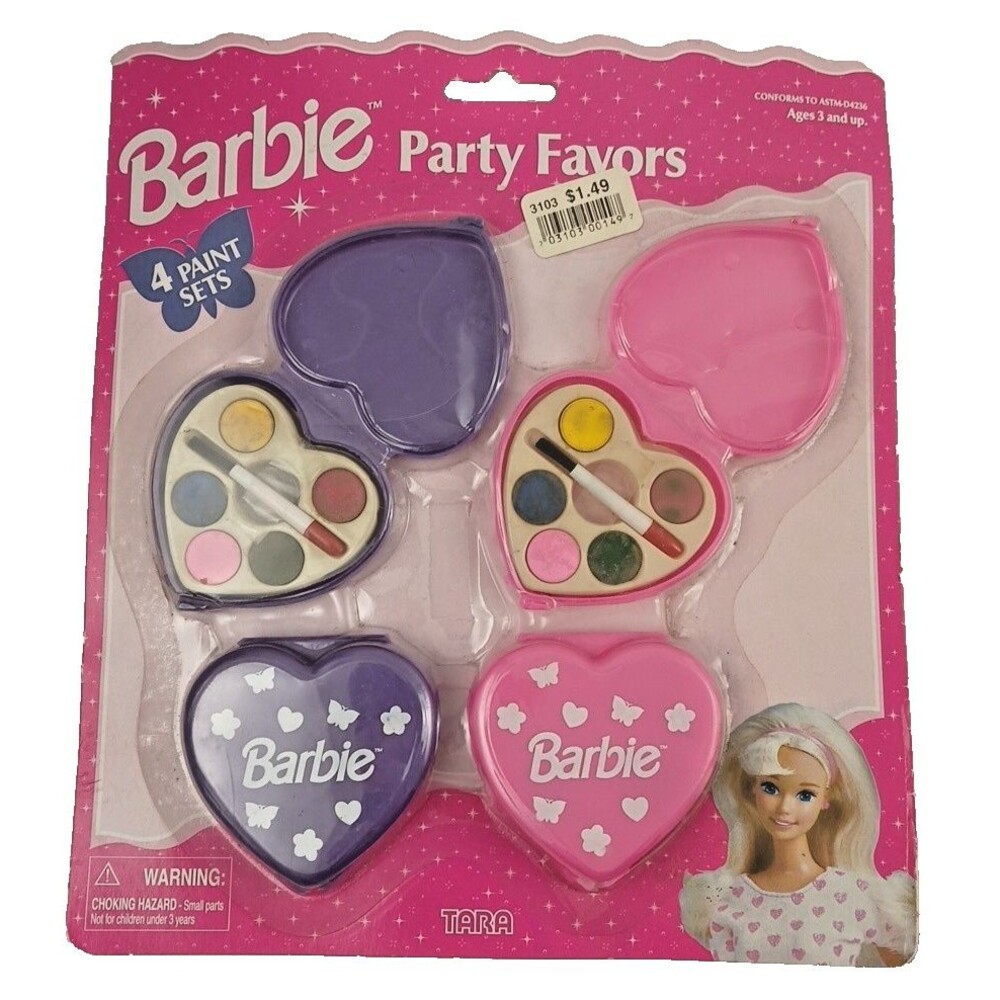 RARE Vintage 1997 Tara Toy Co Barbie Party Favors 4 pk of Paint Sets-SEALED!